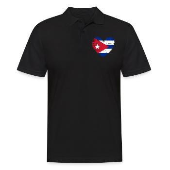 Kuba Herz Flagge Fahne Wappen - Männer Poloshirt - Schwarz - Vorne - Kai (181cm)