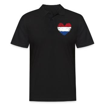 Netherlands Heart Flag Flag Coat of Arms - Men's Polo Shirt - black - Front - Kai (181cm)