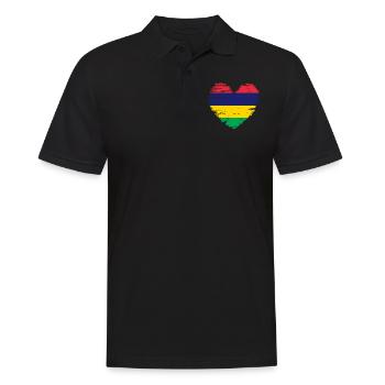 Mauritius heart flag flag coat of arms - Men's Polo Shirt - black - Front - Kai (181cm)
