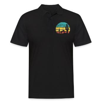 Retro Desert Graphic Nature Cactus - Men's Polo Shirt - black - Front - Kai (181cm)