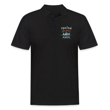 Andy - Keine Panik. Alles wird gut - Männer Poloshirt - Schwarz - Vorne - Kai (181cm)