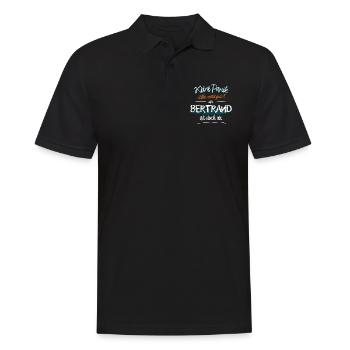 Bertrand - Keine Panik. Alles wird gut - Männer Poloshirt - Schwarz - Vorne - Kai (181cm)