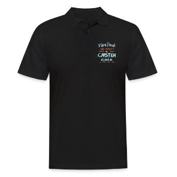 Carsten - Keine Panik. Alles wird gut - Männer Poloshirt - Schwarz - Vorne - Kai (181cm)