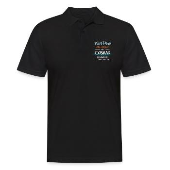 Cosmo - Keine Panik. Alles wird gut - Männer Poloshirt - Schwarz - Vorne - Kai (181cm)