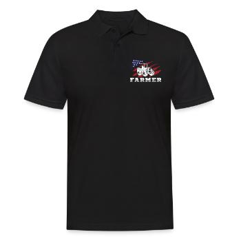 American Flag Farmer - Männer Poloshirt - Schwarz - Vorne - Kai (181cm)