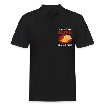 Pommes Frites Fastfood Fast Food Fritten Geschenk - Männer Poloshirt - Schwarz - Vorne - Kai (181cm)