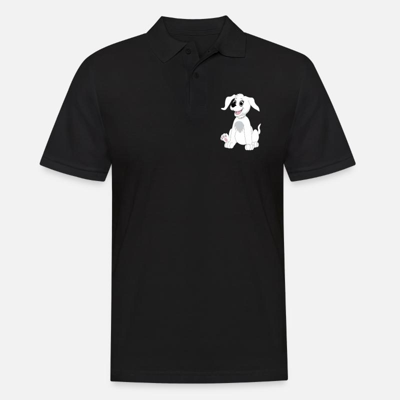 Hund sitzend - weiß - Männer Poloshirt - Schwarz
