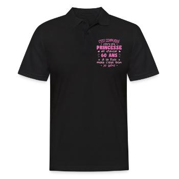 Femme Princesse Anniversaire 60 Ans - Polo Homme - noir - Devant - Kai (181cm)