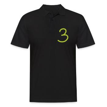 3 Nummer drei Zahl grün Geburtstag - Männer Poloshirt - Schwarz - Vorne - Kai (181cm)