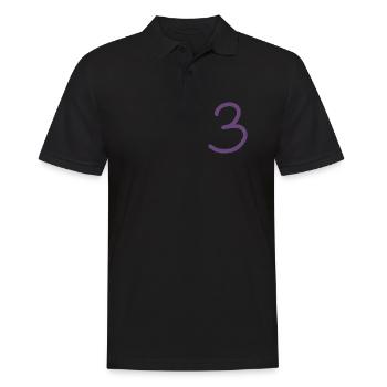3 Nummer drei Zahl violett Geburtstag - Männer Poloshirt - Schwarz - Vorne - Kai (181cm)