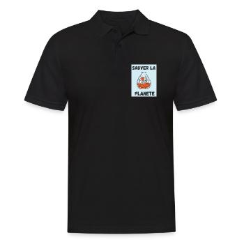 PLANETE. JOUR DE LA TERRE. ECOLOGIE. PLANET. VEGAN - Polo Homme - noir - Devant - Kai (181cm)