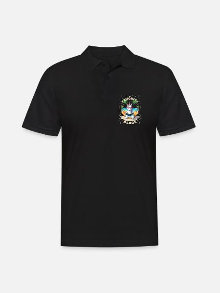 Einhorn mit Buch - Männer Poloshirt - Schwarz