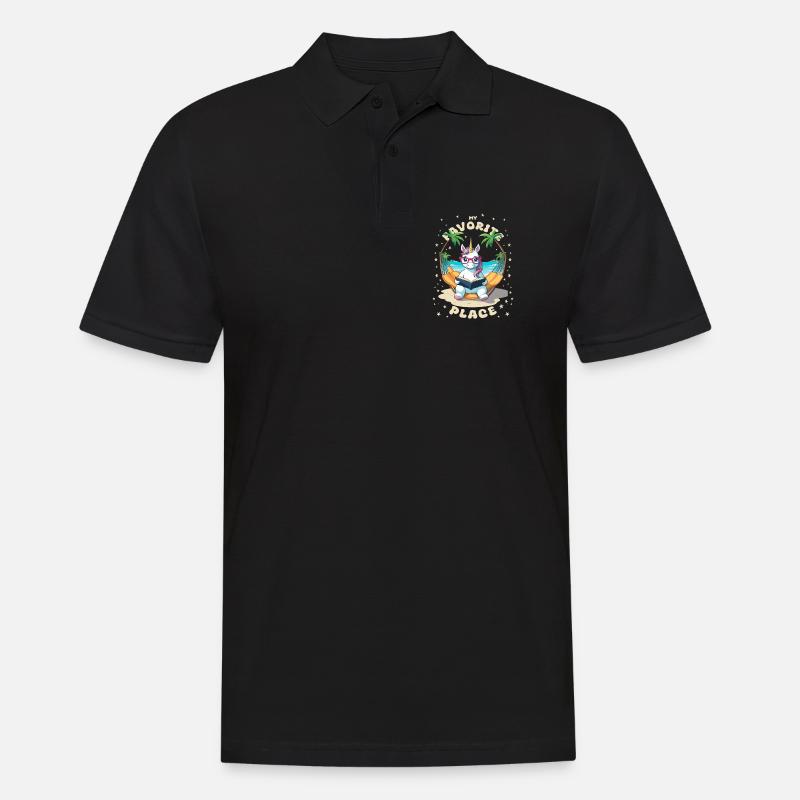 Einhorn mit Buch - Männer Poloshirt - Schwarz