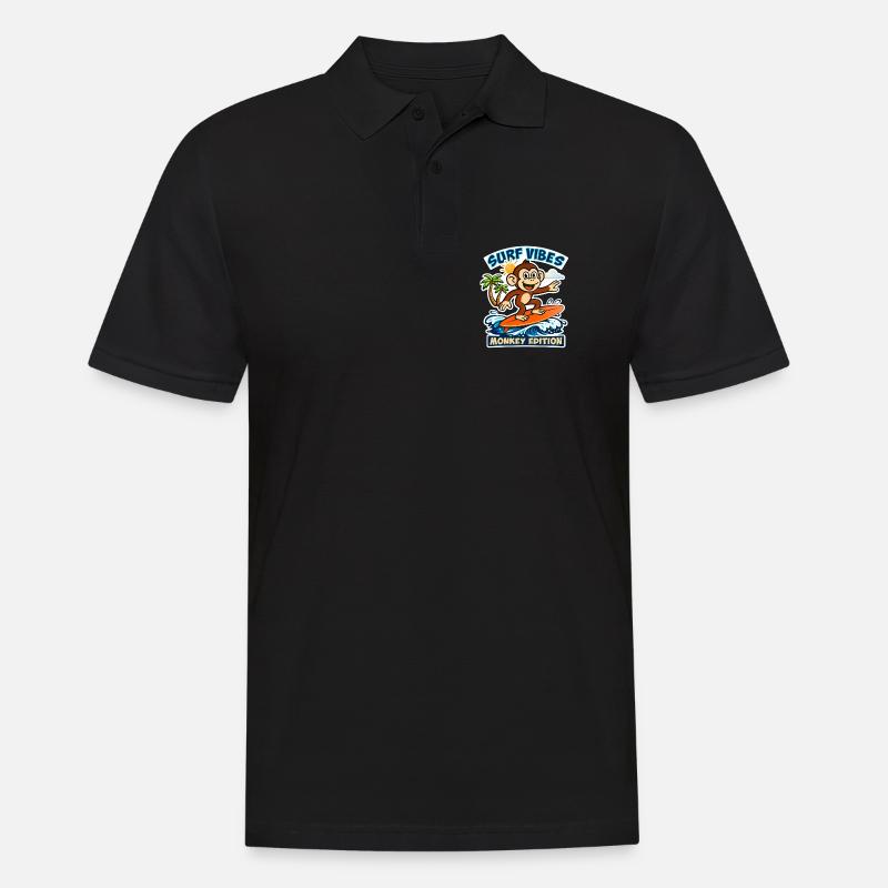 Surf-Vibes – Affen-Edition. - Männer Poloshirt - Schwarz