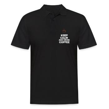 KEEP CALM AND DRINK COFFEE, OHNE KAFFEE GEHT NIX - Männer Poloshirt - Schwarz - Vorne - Kai (181cm)
