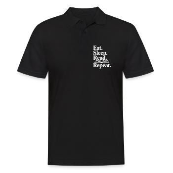 Iss. Schlaf. Lies. Wiederholen. - Männer Poloshirt - Schwarz - Vorne - Kai (181cm)