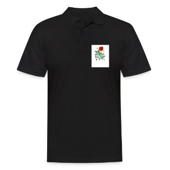 Pavot rouge dans une illustration botanique - Polo Homme - noir - Devant - Kai (181cm)