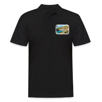Kroatien Aquarellskizze Handgezeichnete Illustration - Männer Poloshirt - Schwarz - Vorne - Kai (181cm)