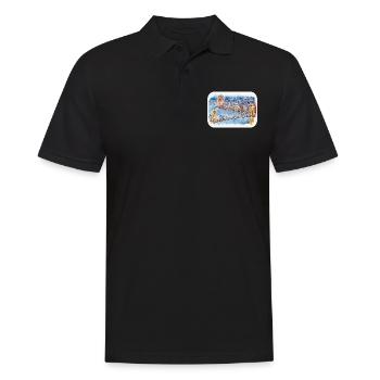 Budapest Ungarn Aquarell Skizze Illustration - Männer Poloshirt - Schwarz - Vorne - Kai (181cm)
