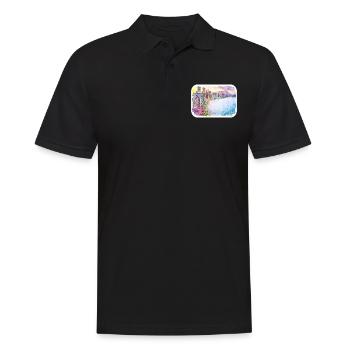Marrakesch Marokko Aquarell Skizze gezeichnet Paintin - Männer Poloshirt - Schwarz - Vorne - Kai (181cm)