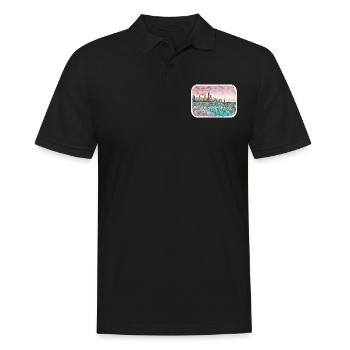 Chicago USA Aquarell Skizze gezeichnete Illustration - Männer Poloshirt - Schwarz - Vorne - Kai (181cm)