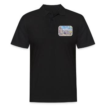 Pays-Bas Aquarelle Esquisse Dessinée Illustration - Polo Homme - noir - Devant - Kai (181cm)