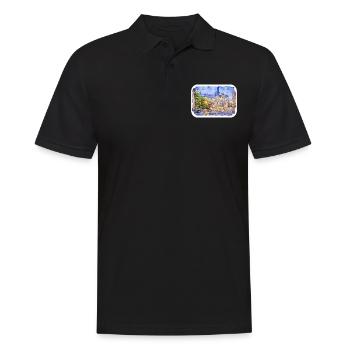Prag Tschechien Aquarell Skizze Zeichnung - Männer Poloshirt - Schwarz - Vorne - Kai (181cm)