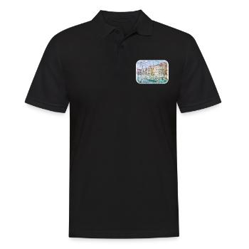 Venedig Italien Aquarellskizze Gezeichnete Illustration - Männer Poloshirt - Schwarz - Vorne - Kai (181cm)