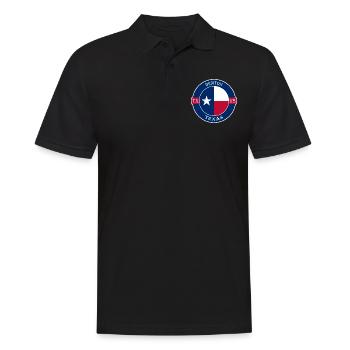 Denton Texas Flagge USA Reise Souvenir Abzeichen - Männer Poloshirt - Schwarz - Vorne - Kai (181cm)