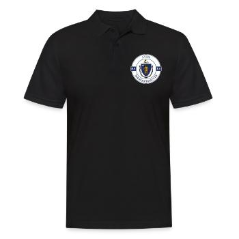 Lynn Massachusetts Flagge USA Reise Souvenir Abzeichen - Männer Poloshirt - Schwarz - Vorne - Kai (181cm)
