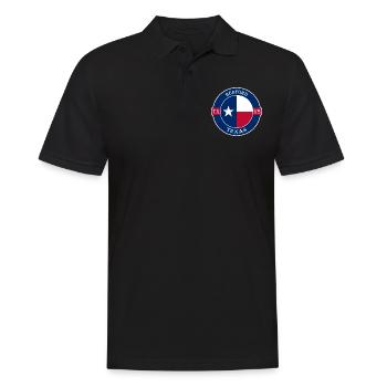 Bedford Texas Flagge USA Reise Souvenir Abzeichen - Männer Poloshirt - Schwarz - Vorne - Kai (181cm)
