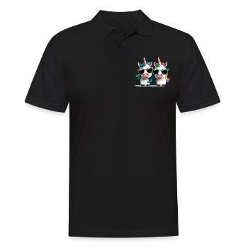Einhorn zwei Einhörner Festival Einhornshirt Party - Männer Poloshirt - Schwarz - Vorne - Kai (181cm)