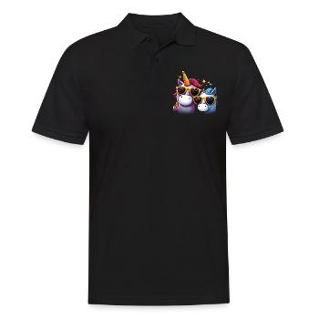 Einhorn Sommer Einhörner Festival Einhornshirt - Männer Poloshirt - Schwarz - Vorne - Kai (181cm)