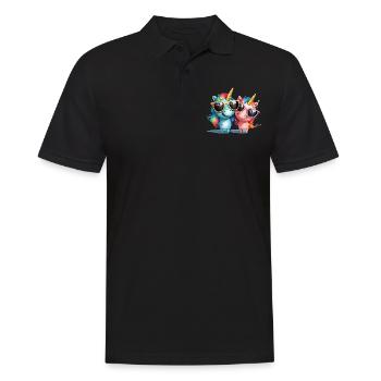 Licorne Deux Licornes Chemise Licorne Soleil de Noël - Polo Homme - noir - Devant - Kai (181cm)