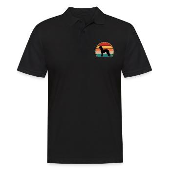 Bedlington Terrier Dog Silhouette Rétro Coucher de soleil - Polo Homme - noir - Devant - Kai (181cm)