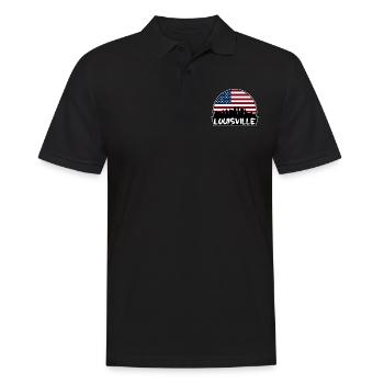 Louisville Kentucky États-Unis Flag Skyline Silhouette Tr - Polo Homme - noir - Devant - Kai (181cm)