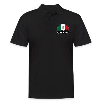 Leon Mexiko Flagge Skyline Silhouette Reisen - Männer Poloshirt - Schwarz - Vorne - Kai (181cm)
