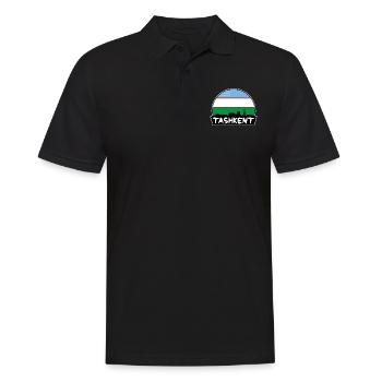 Taschkent Usbekistan Flagge Skyline Silhouette Reisen - Männer Poloshirt - Schwarz - Vorne - Kai (181cm)