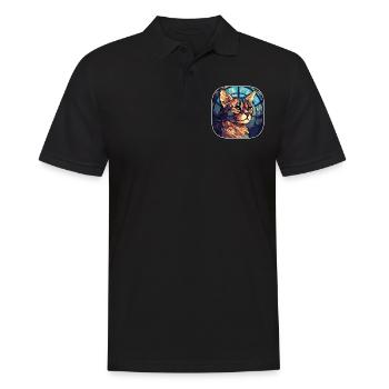 Bunte Aquarellfarbe der braunen Katzenrasse Havanna - Männer Poloshirt - Schwarz - Vorne - Kai (181cm)