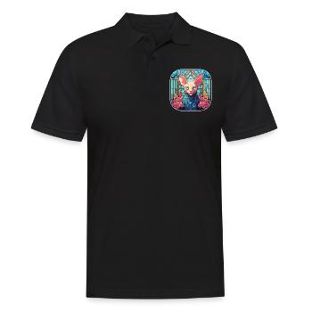 Peinture à l’aquarelle colorée de race de chat Sphynx - Polo Homme - noir - Devant - Kai (181cm)