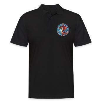 Drache Buntes Aquarell Tier Haustier Illustration - Männer Poloshirt - Schwarz - Vorne - Kai (181cm)