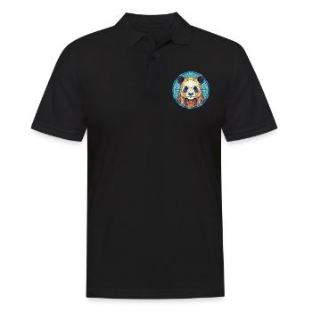 Panda Colorful Watercolor Animal Pet Illustration - Men's Polo Shirt - black - Front - Kai (181cm)