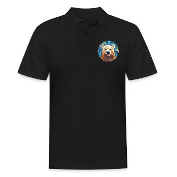 Bear Colorful Watercolor Animal Pet Illustration - Men's Polo Shirt - black - Front - Kai (181cm)
