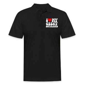 J'aime Mon Petit Ami Geek J'Adore Mon Copain Geek - Polo Homme - noir - Devant - Kai (181cm)