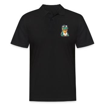 Krokodil mit Brille Cartoon Kawaii Illustration - Männer Poloshirt - Schwarz - Vorne - Kai (181cm)