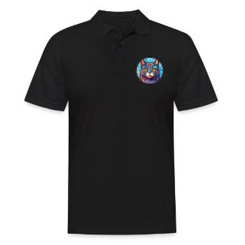 Britisch Kurzhaar Katze Bunte Aquarell-Karikatur - Männer Poloshirt - Schwarz - Vorne - Kai (181cm)