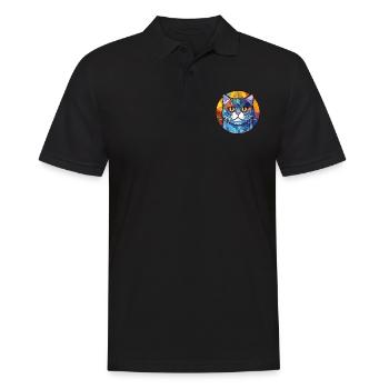 Britisch Kurzhaar Katze Bunte Aquarell-Karikatur - Männer Poloshirt - Schwarz - Vorne - Kai (181cm)