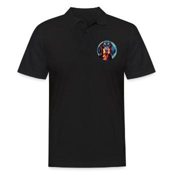 German Wirehaired Pointer Dog Breed Watercolor - Men's Polo Shirt - black - Front - Kai (181cm)