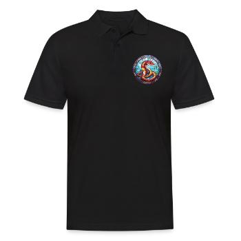 Kobra, farbenfrohe Aquarell-Tierhaustier-Illustration - Männer Poloshirt - Schwarz - Vorne - Kai (181cm)