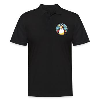 Pinguin bunte Aquarell-Tierillustration - Männer Poloshirt - Schwarz - Vorne - Kai (181cm)